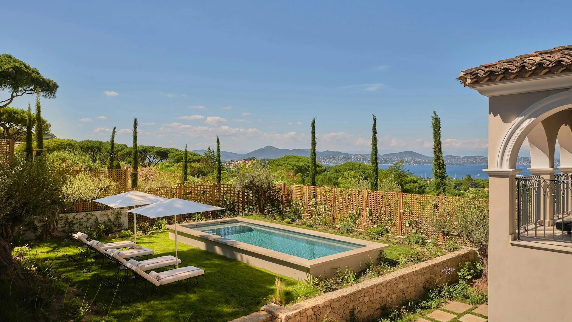 La Bastide villa and pool at Chateau de la Messardiere
