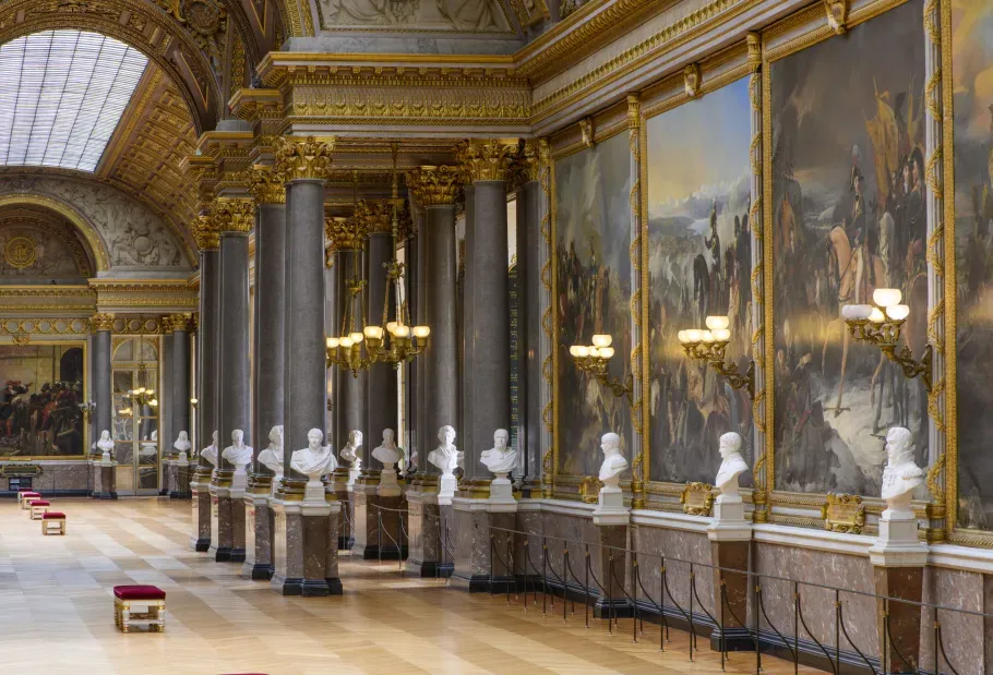 Palace of Versailles wedding venue the Gallery of Battles set for an event