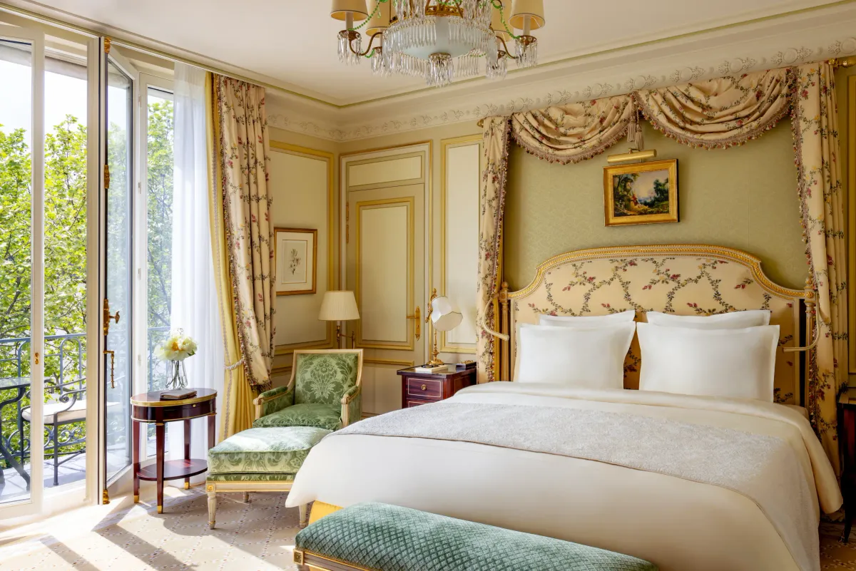Ritz Paris wedding accommodation a Deluxe Room with a canopied bed