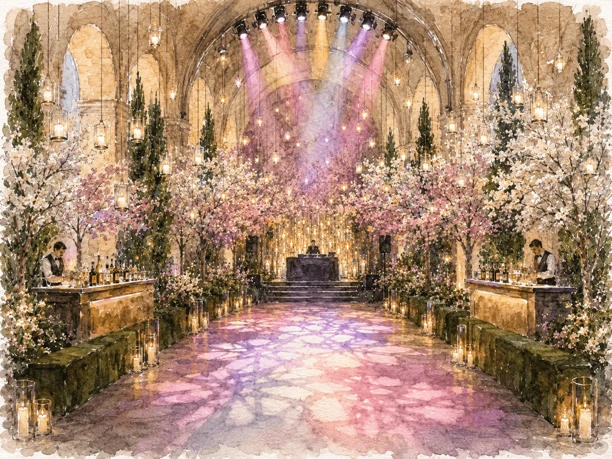 Palace of Versailles wedding party in the Orangery sketch
