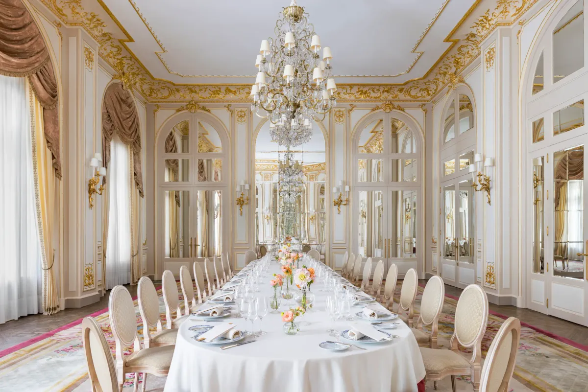 Ritz Paris wedding long table in the Salon Louis XV