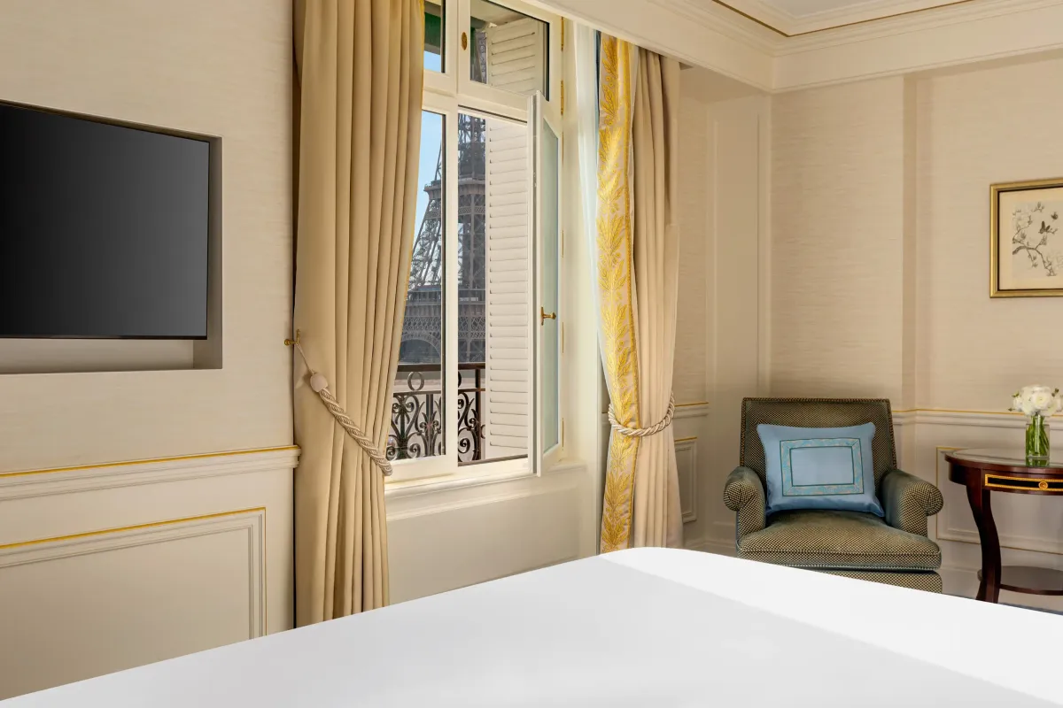 Shangri-La Paris wedding accommodation the Eiffel Tower from an Eiffel View Room