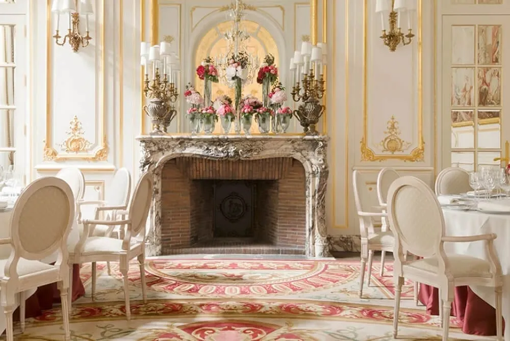 Ritz Paris wedding flowers on the Salon Psyche mantelpiece
