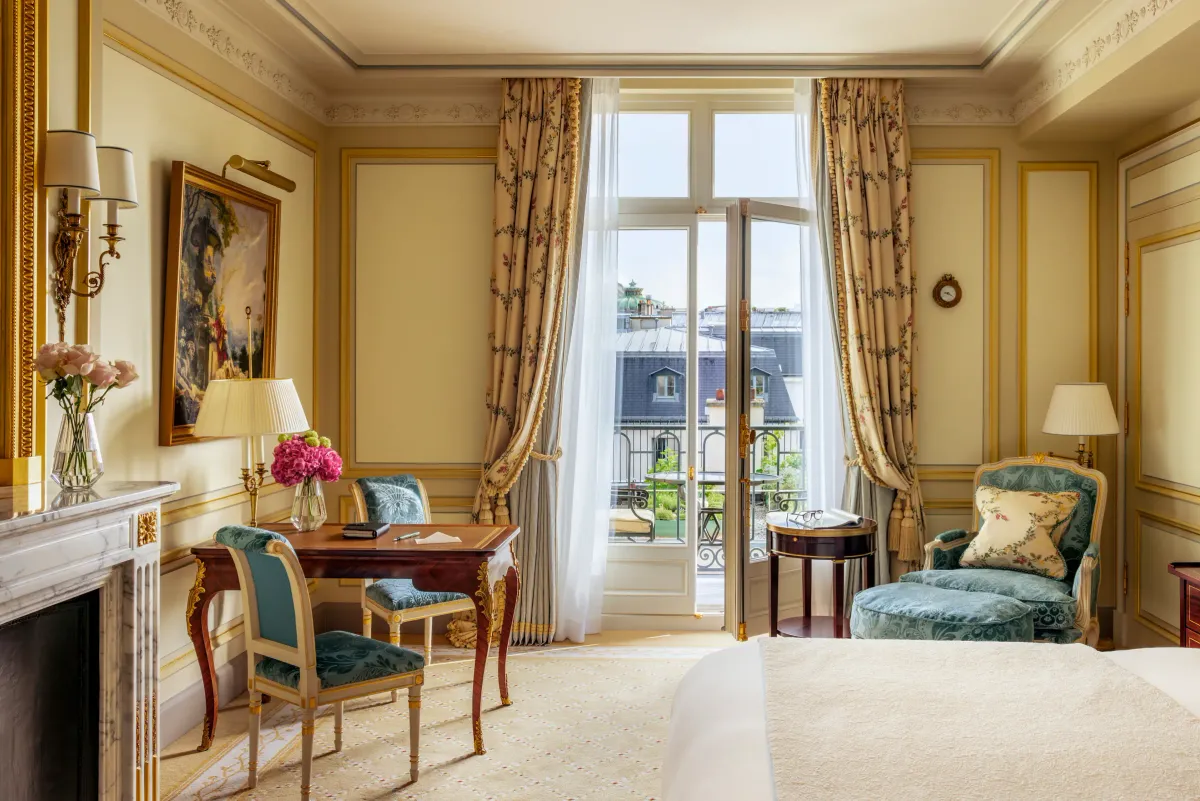 Ritz Paris wedding accommodation an Executive Room and its fireplace