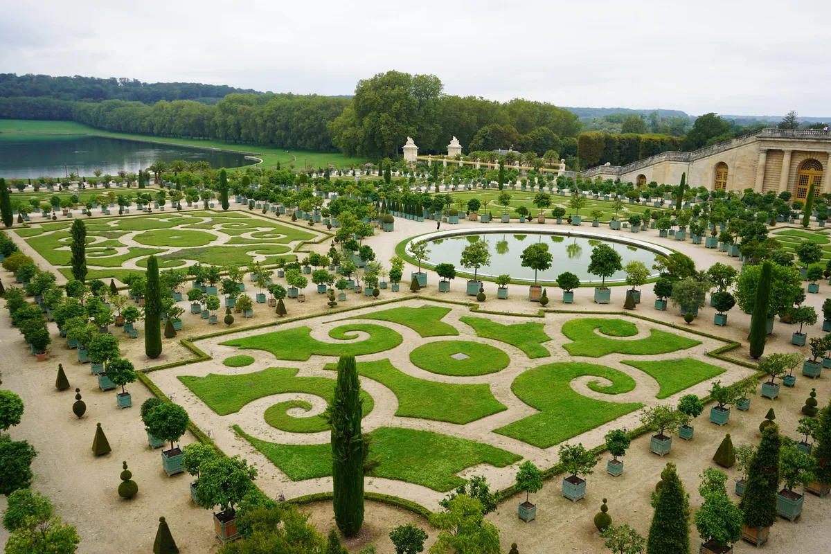 Palace of Versailles wedding venue the Orangery parterre and the lake beyond