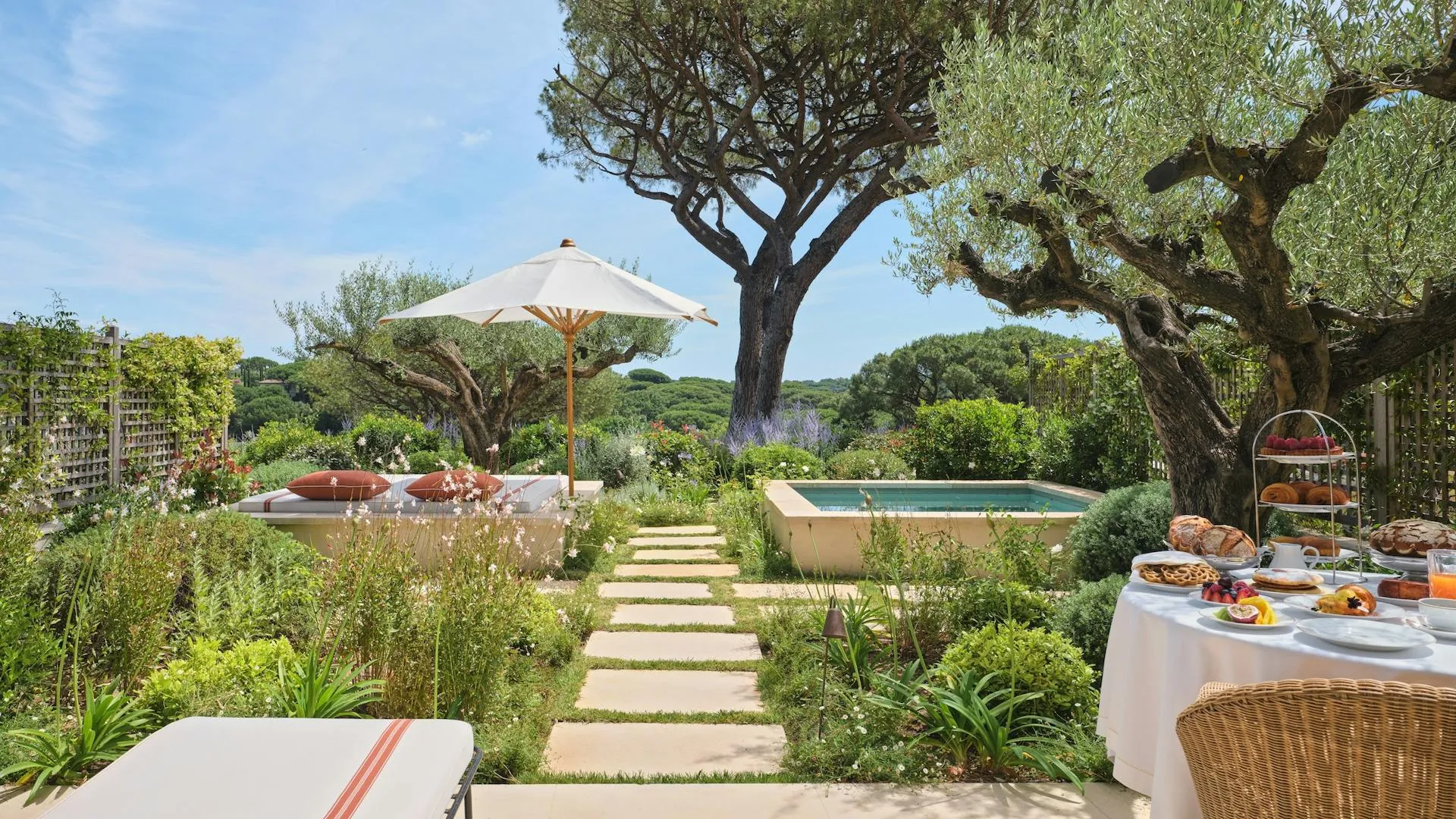 Junior Suite terrace at Chateau de la Messardiere