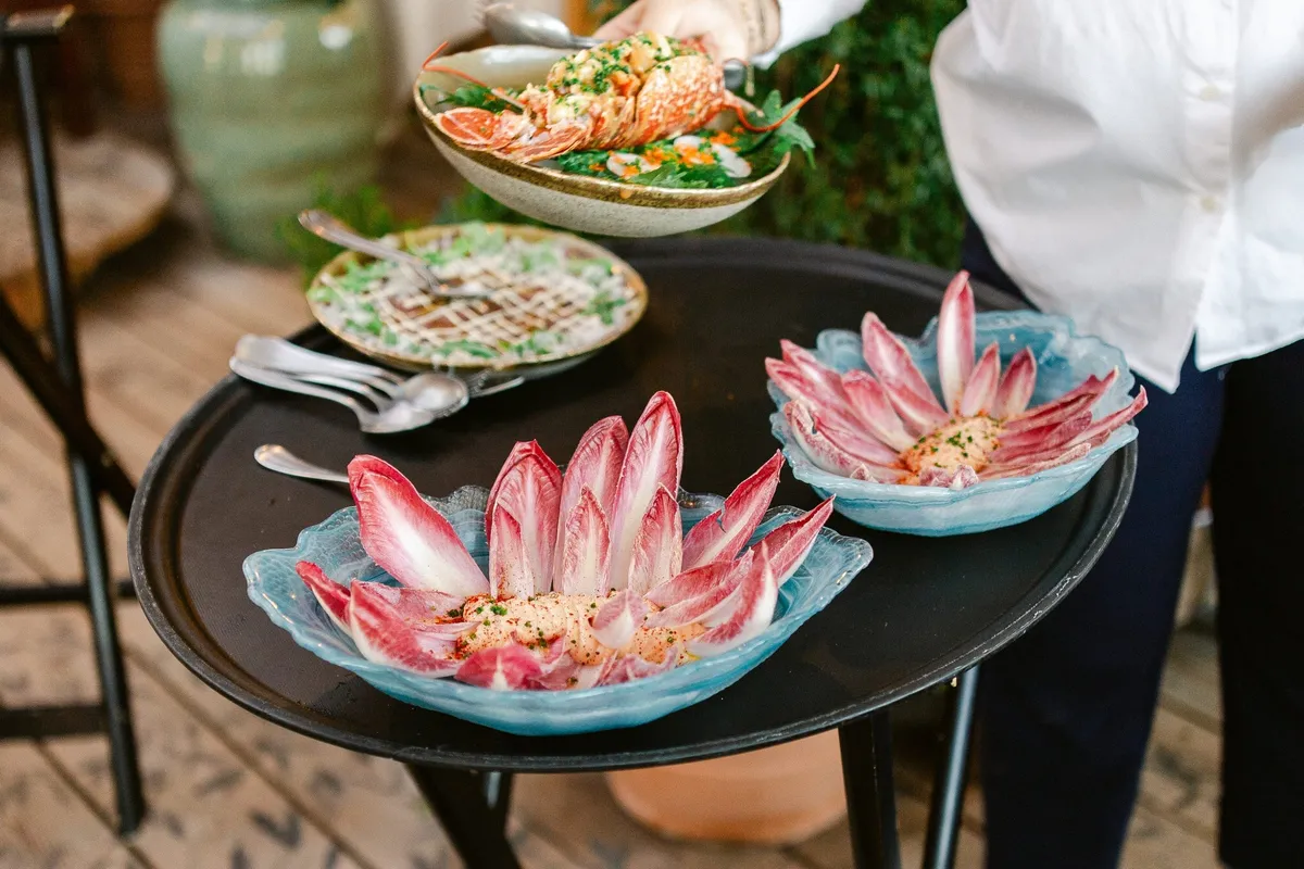 Lobster and endive served at a St-Tropez beach wedding
