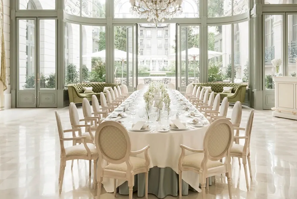 Ritz Paris wedding white table in the Salon d'Ete