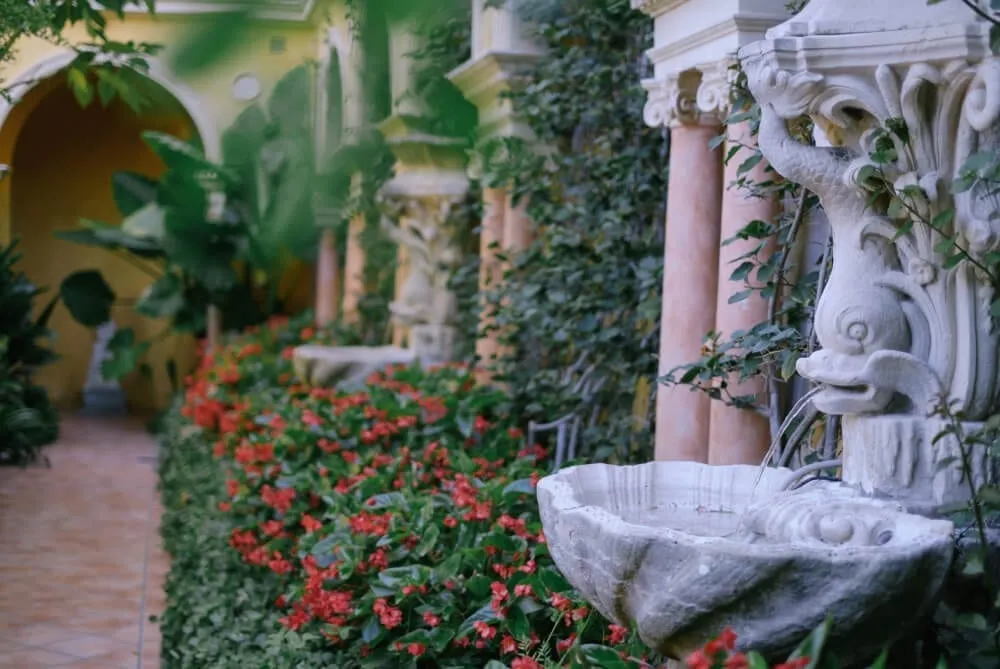 Villa Ephrussi de Rothschild wedding Spanish garden shell fountain